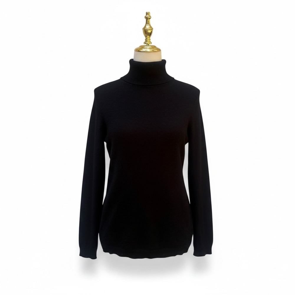 Charter Club Turtleneck Sweater S Black 100% Cashmere Luxury Knit Minimalist
